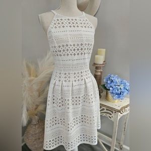 Eliza J Pleated White Halter Dress